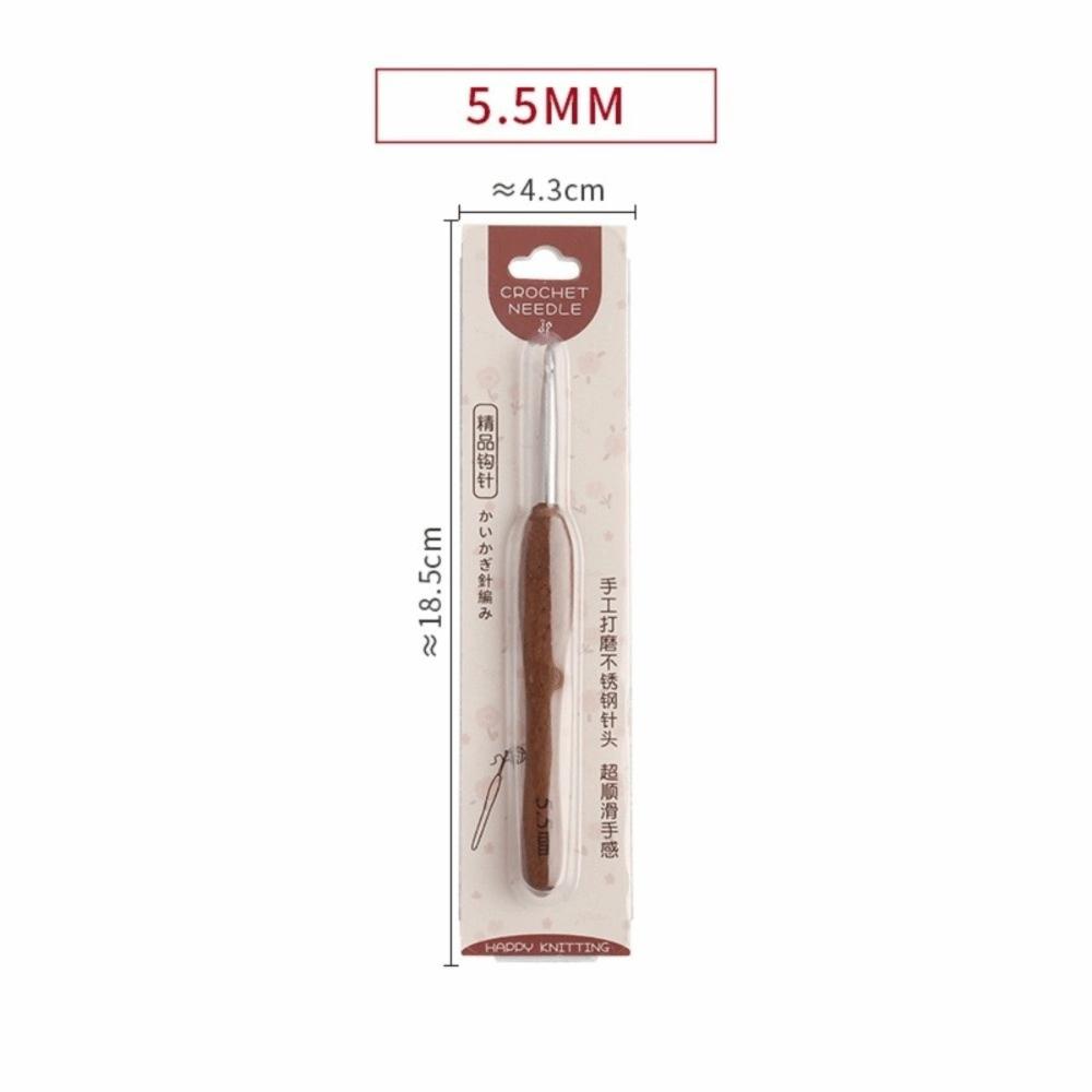Sandalwood Handle Crochet Hook Handmade Crafts Stainless Steel Crochet Hook  Doll Weaving Tool
