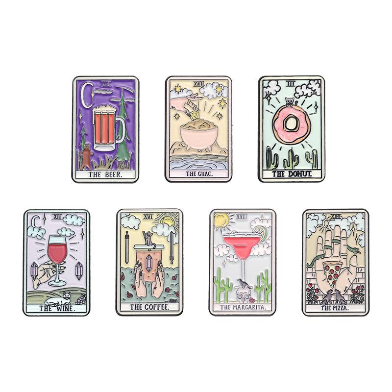 Tarot The Fool Love Donut Glass Cup Magician Empress Emperor Badges Brooch Enamel Pins Label Bag Backpack Hat Jewelry