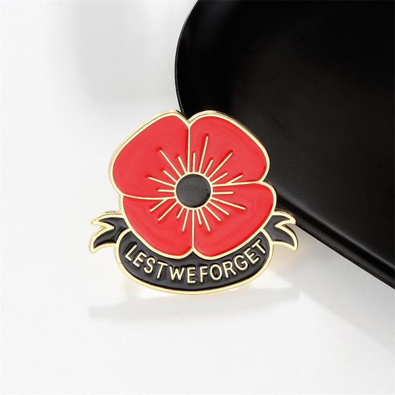 Women's brooches red black flower brooch for clothing fashion accessories lest we forget