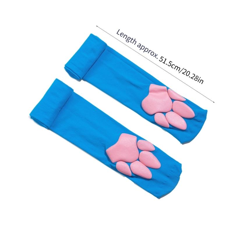 Cat Paw Thigh High Socks Cute Soft Over Knee Stockings Kitten Claw Pad Socks Pink Cat Paw Long Boot Socks Women Girls