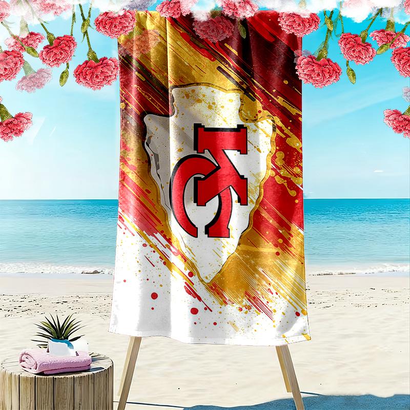 Kansas City Chiefs2 Print Beach Towel, Large Soft Quick Dry Towel for Beach Camping Swimming