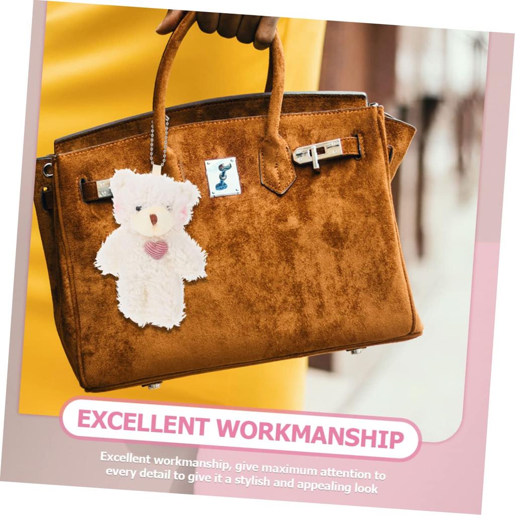 EXCEART Set of 2 Fluffy Bear Plush Hanging Ornaments for Bags Cute Animal Lightweight Soft Cute Keychains Keychains, & Backpacks, Pendants, Material,