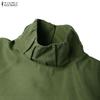ZANZEA Women Casual Turtleneck Loose Long Sleeve Solid Blouse