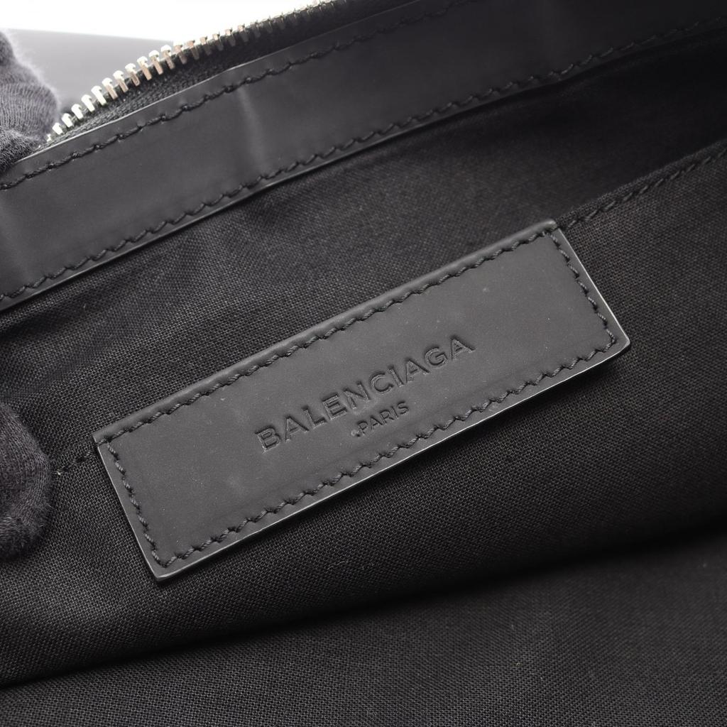 Used BALENCIAGA NAVY CLIP L business bag clutch bag canvas leather Navy Black Used unisex