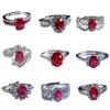 Jewelry, Egg-Shaped Cultivated Ruby Ring, Niche High-End Color Treasure, Red Corundum Open Ring.