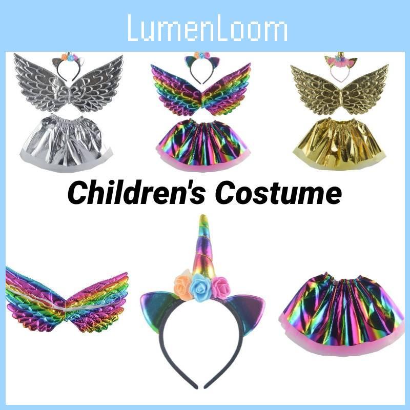 Five Baby Fortune Unicorn Costume Set Rainbow Gold Silver Children's Party Performance Clothing