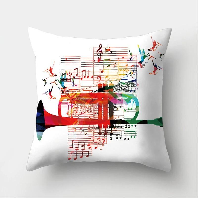 Colorful Graffiti Musical Instrument Print Pillowcase Car Ornaments Office Living Room Home Pillowcase