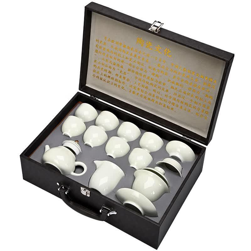 Chaxun Pure White 10-Piece Ceramic Gongfu Tea Set