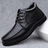 Neue High-Top Herrenschuhe aus echtem Leder Outdoor Verschleißfest Basic Stiefel Mode Mann Warm Plüschfell Schneestiefel Wanderschuhe