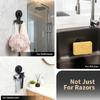 Stainless Steel Shower Shelf With Multi Hook Designs Space Saving Suction Cup Razors and Shaver Holder