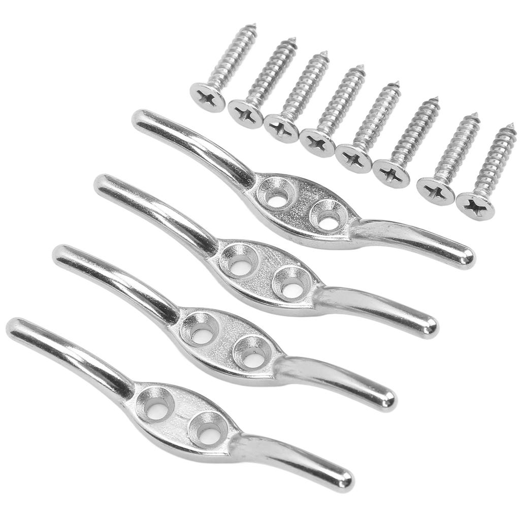 2 Pcs Flagpole Cleat Hook Stainless Steel Rope Fixing Cleat Hook for Flagpole Small Boats