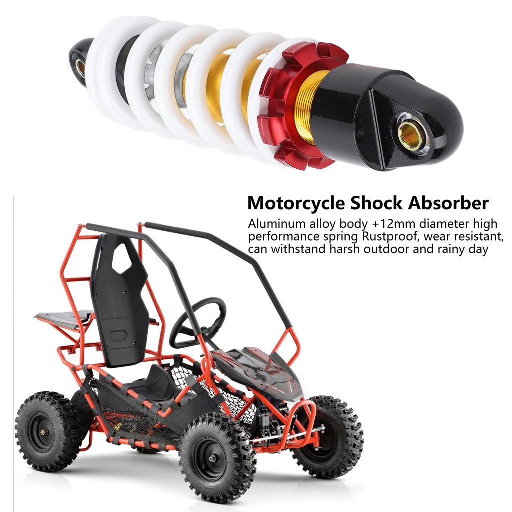 280mm Motorcycle Shock Absorber Suspension Damper Adjustable Damping with 12mm Spring 550LBS Load Bearing for ATV Dirt Bike Go Kart