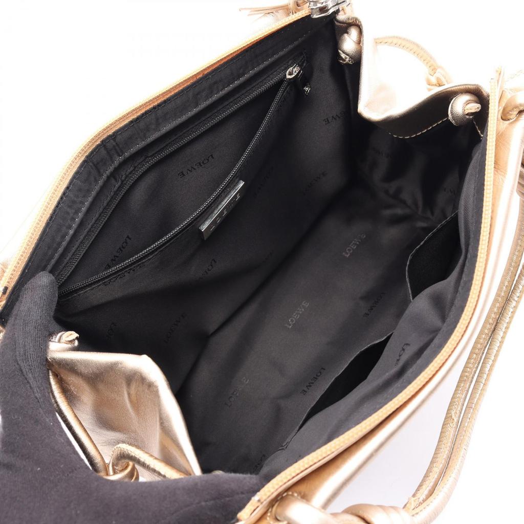 Used LOEWE Anagram Handbag Leather Gold Used Women