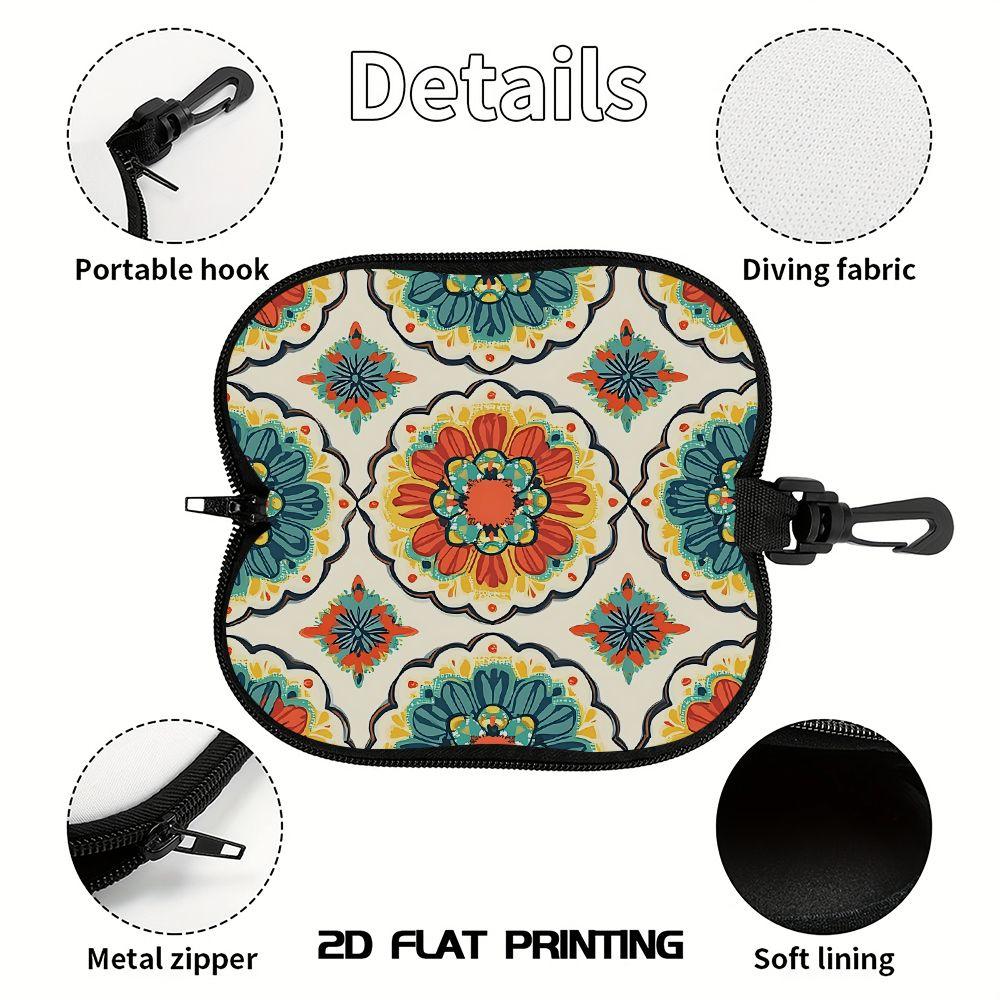 2D-Bohemian Floral Pattern Glasses Case, Vintage Mandala Print Sunglasses Case, Portable Protective Eyewear Container, Stylish Accessory For Women