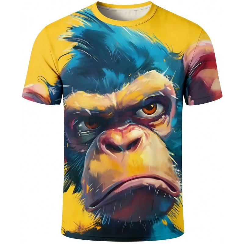 Men's T-Shirt Summer Casual Tops 3d Funny Animal Print T-Short Sleeve Beach Vacation O Neck T-shirt For Men Man Clothing