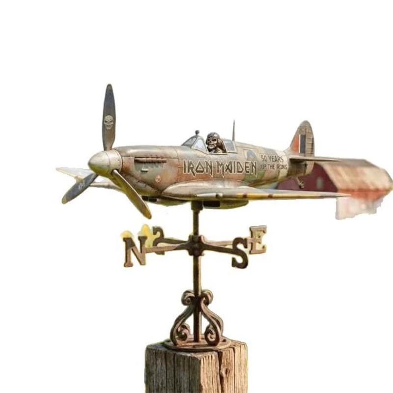 Garden Wind Spinner, Green Tractor Motocycle Fighter Jet Windmill Stake with Rotating Wheels for Patio Yard Garden,Unique Outdoor Sculptures Ornament