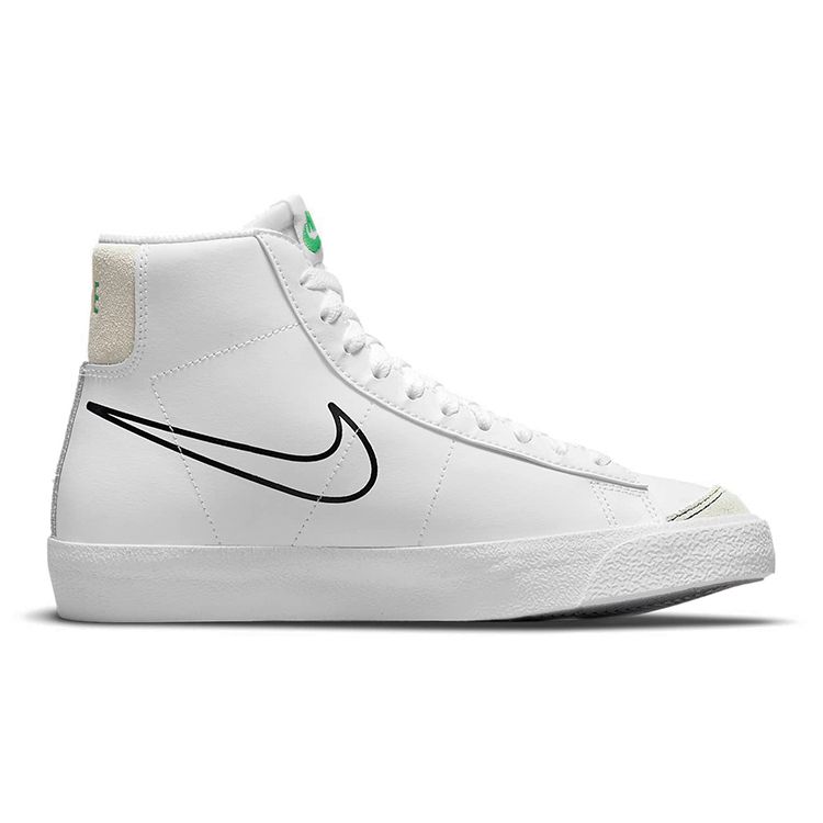 Nike Blazer Mid '77 GS Swoosh Pack Bianco Alluminio Nero Verde Chiaro Scintillante DM9475-100