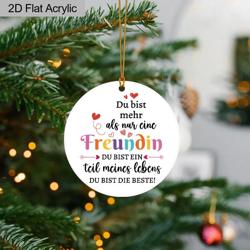 1pc German Freundin Round Acrylic Pendant Christmas Tree Ornament Friendship Gift for Best Friends