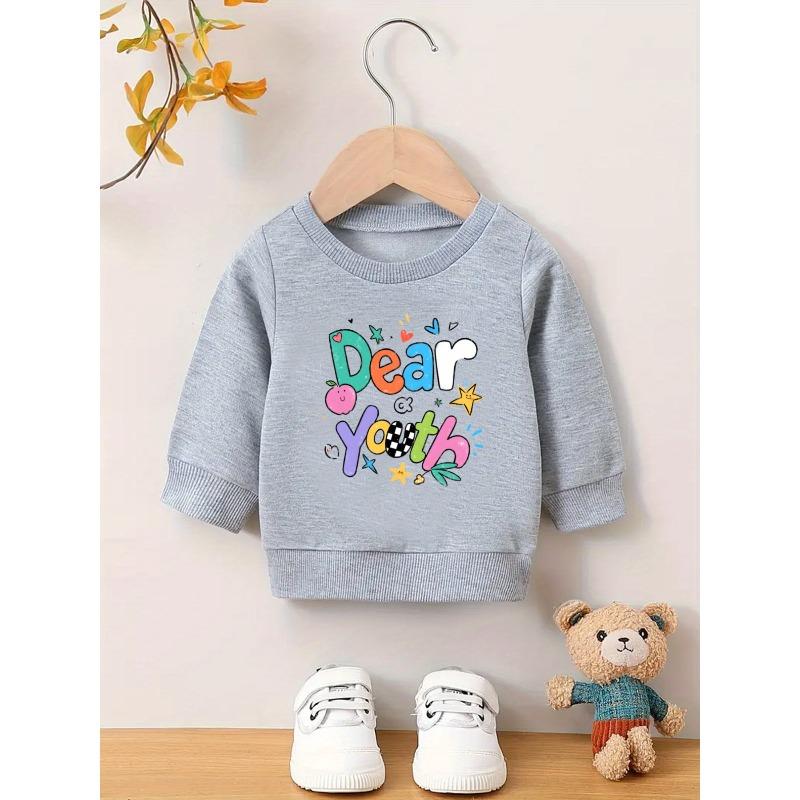 European sizes Cute Print Pattern Sweatshirt for Baby Kids, Comfortable And Easy with a Round Neck