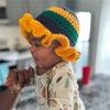 Handmade Crochet Bucket Hat for Woman Teen Outdoor Fisherman Hat Ruffled Brim Winter Windproof Carnivals Hat