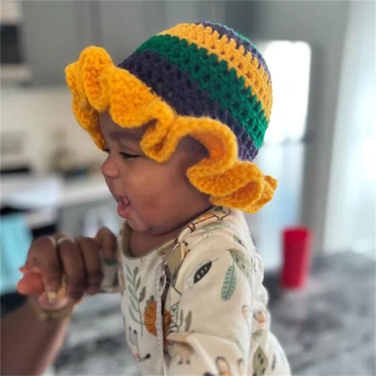 Handmade Crochet Bucket Hat for Woman Teen Outdoor Fisherman Hat Ruffled Brim Winter Windproof Carnivals Hat