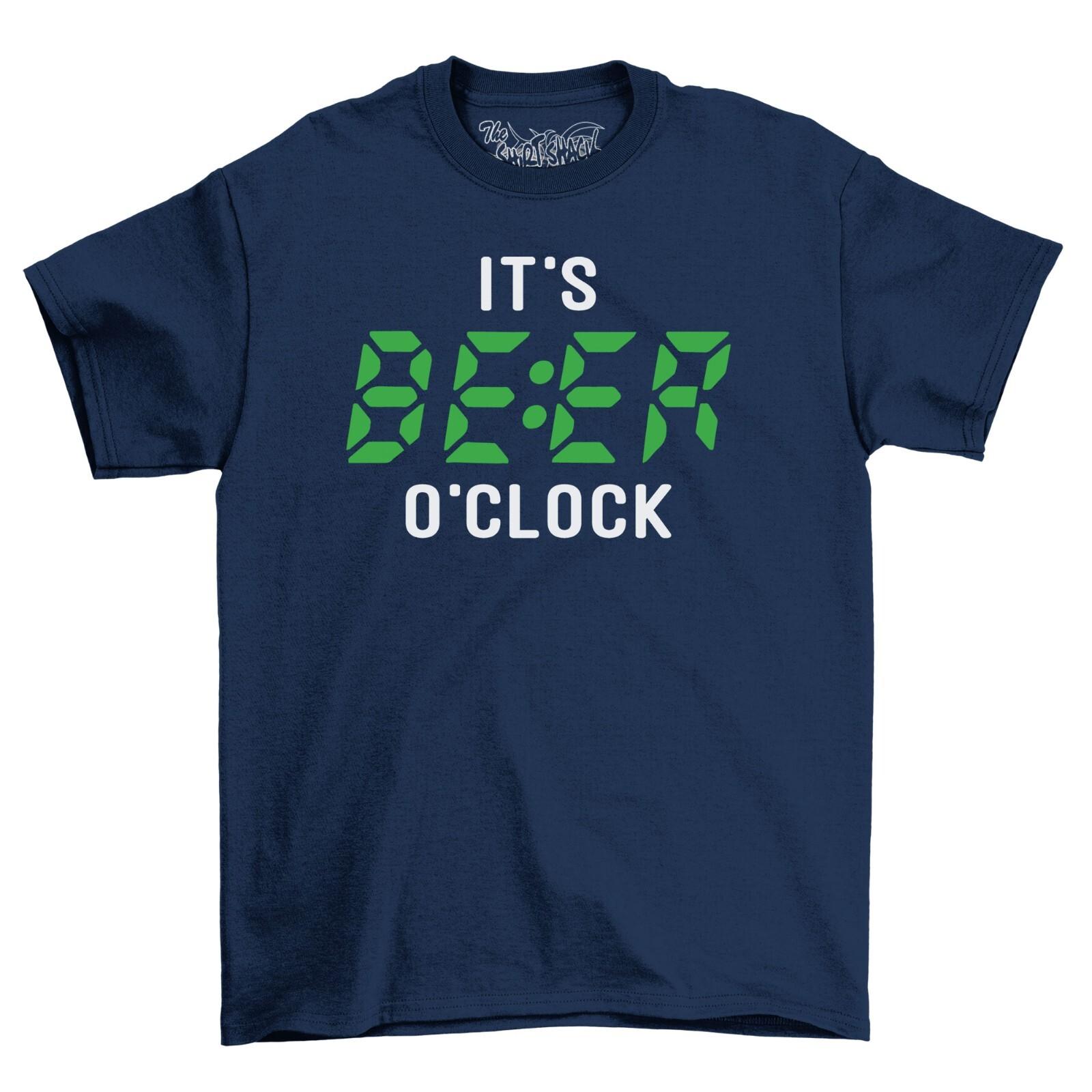 The ShirtShack It s Beer O clock Men s Funny T-Shirt Mens Womens Tees Top 100% Cotton Black Shirt S