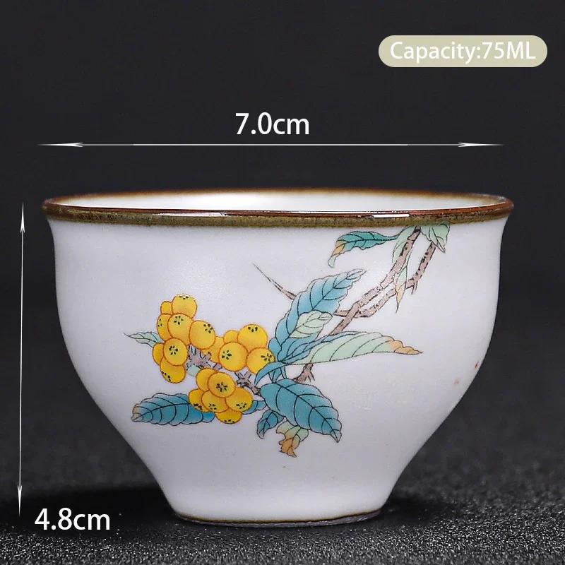 Boutique Ceramic Teacup Meditation Cup Hand Painted Landscape Travel Tea Bowl Handmade Tea Set Accessories Pu'er Master Cup