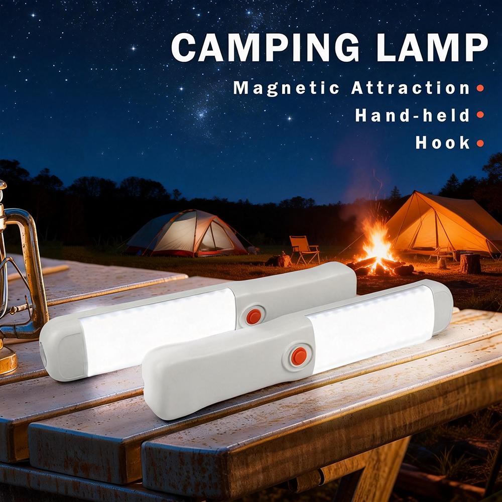 Handheld LED Emergency Light Camping Lamp Magnetic Hook USB Rechargeable Tent Light for Power Outage Hiking with SOS Mode