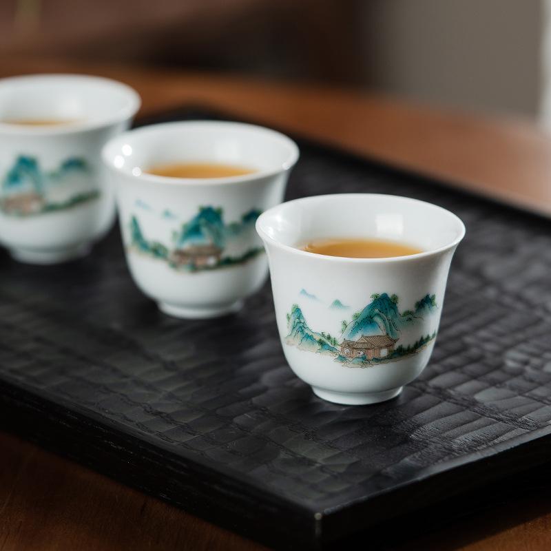 Suet jade white porcelain tea set ice seed household light luxury high-end 1011 new cover bowl kung fu tea cup tea cup
