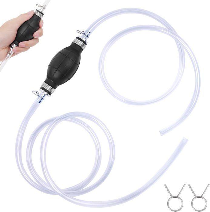 Pompe manuelle siphon - AIMOONSA - 10 mm - Tuyaux 1,2 m & 0,8 m - Sphère caoutchouc - Tuyau PVC flexible