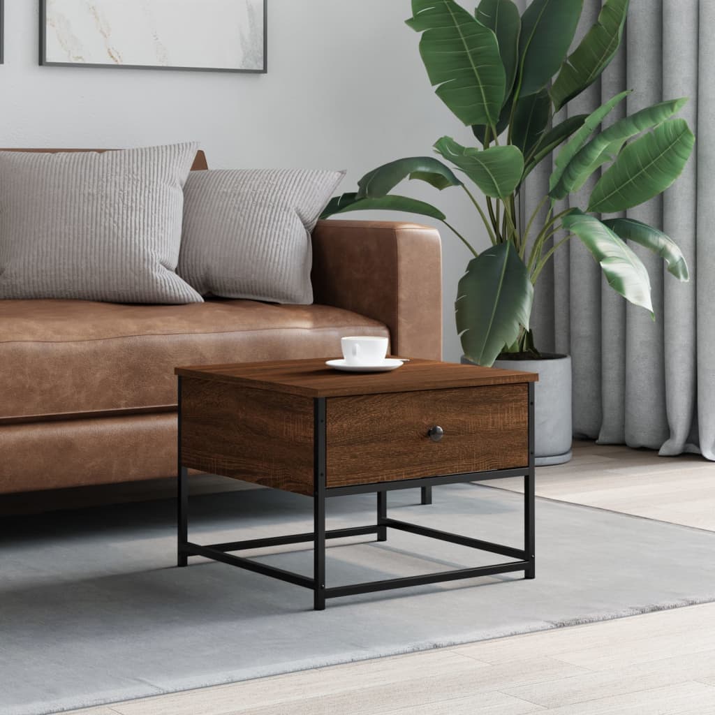 Coffee Table Brown Oak Look 51x51x40 Cm Engineered Wood