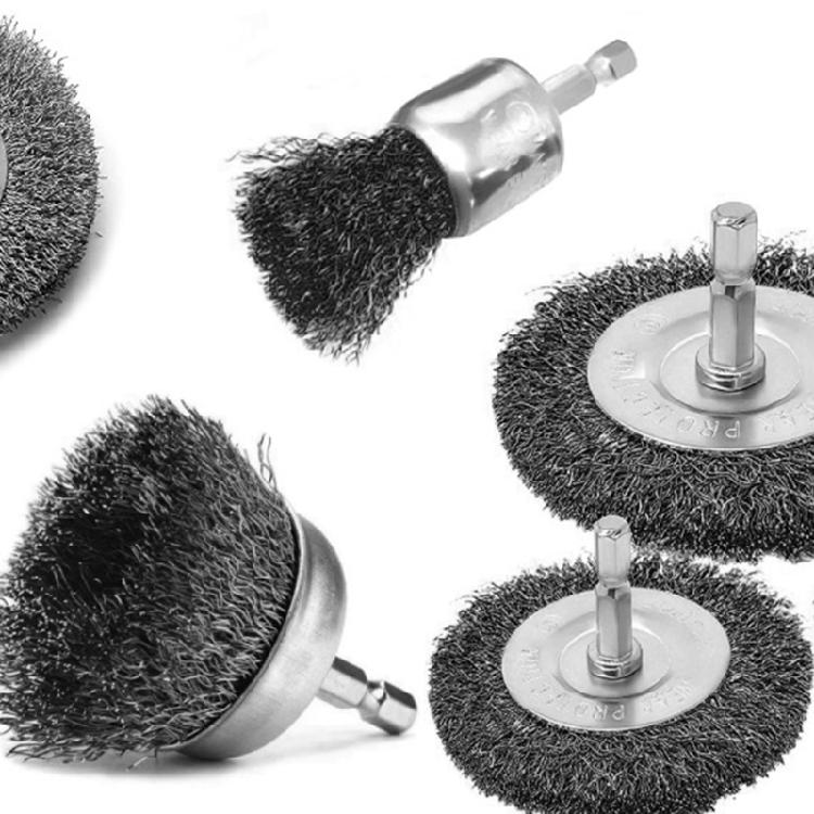 Versatilitys Drill Mounted Wire Brushes 9PCS Carbon Steel Construction For Efficient Rust Paint Debris Removal Tool