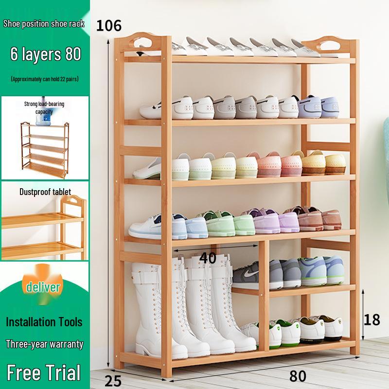Wall-Mounted Bamboo Shoe Rack: Space-Saving, Dustproof, Multi-Layer Storage for Entryway