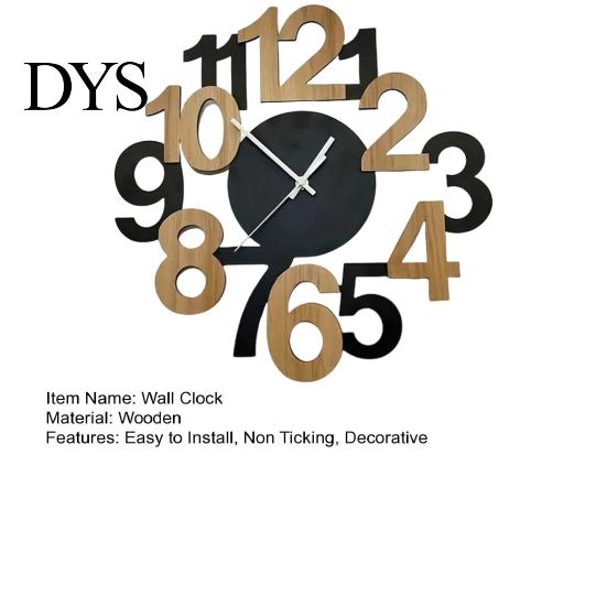 Office Decorative Clock Hollow Letter Wooden Wall Clock, Easy to Read Irregular Analog Living Room Modern Silent for Bedroom Decor