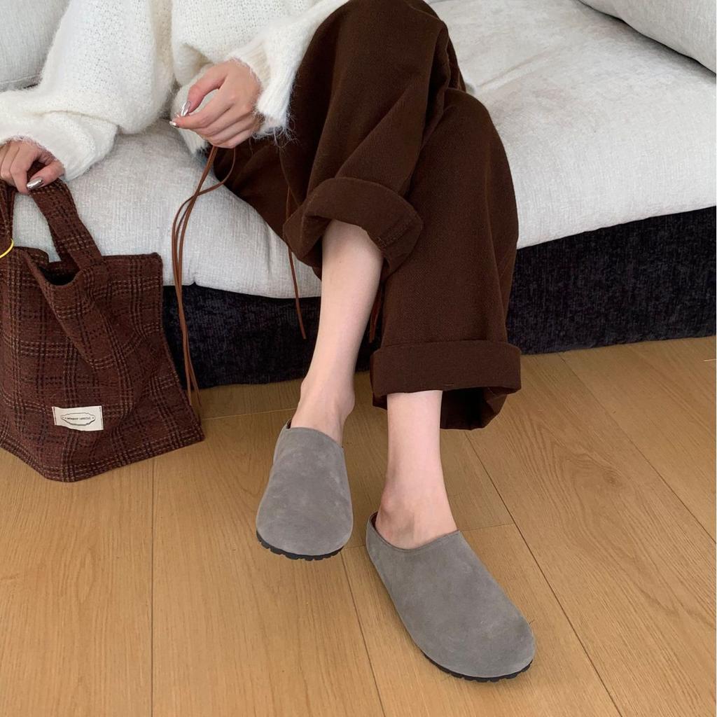 Soft-Soled Bag Head Lazy Row Shoes Women'S Half-To Spring Boken Slippers Flat-Soled Mullers