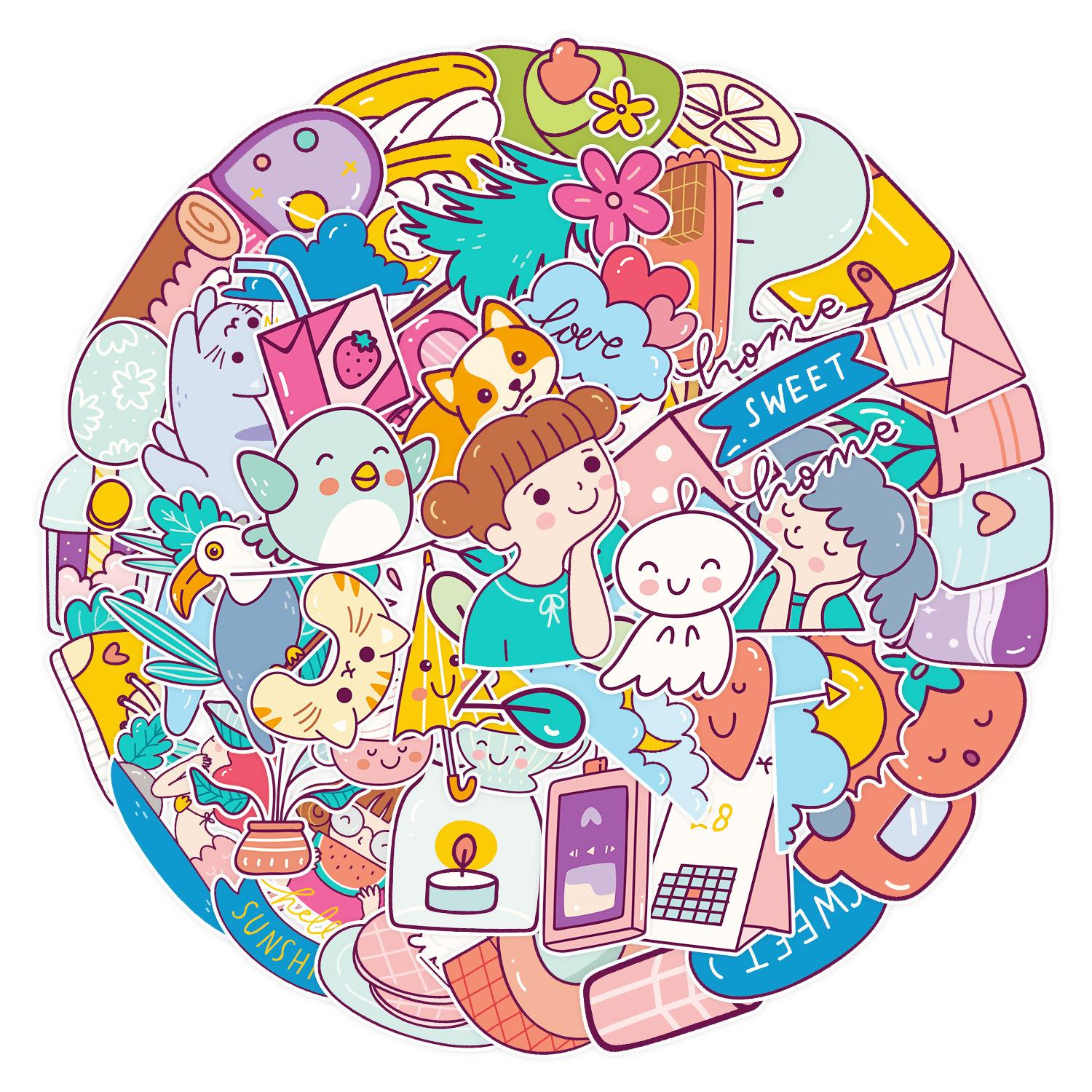 

50 Cartoon Girl Doodle Stickers Suitcase Car Laptop Skateboard Water Cup Waterproof Decorative Stickers