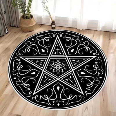 Magic Occult Runes Round Rug Runes From Hell Floor Mat Satanic Circle Carpet Witch Gothic Rug Rock Goth Home Decor