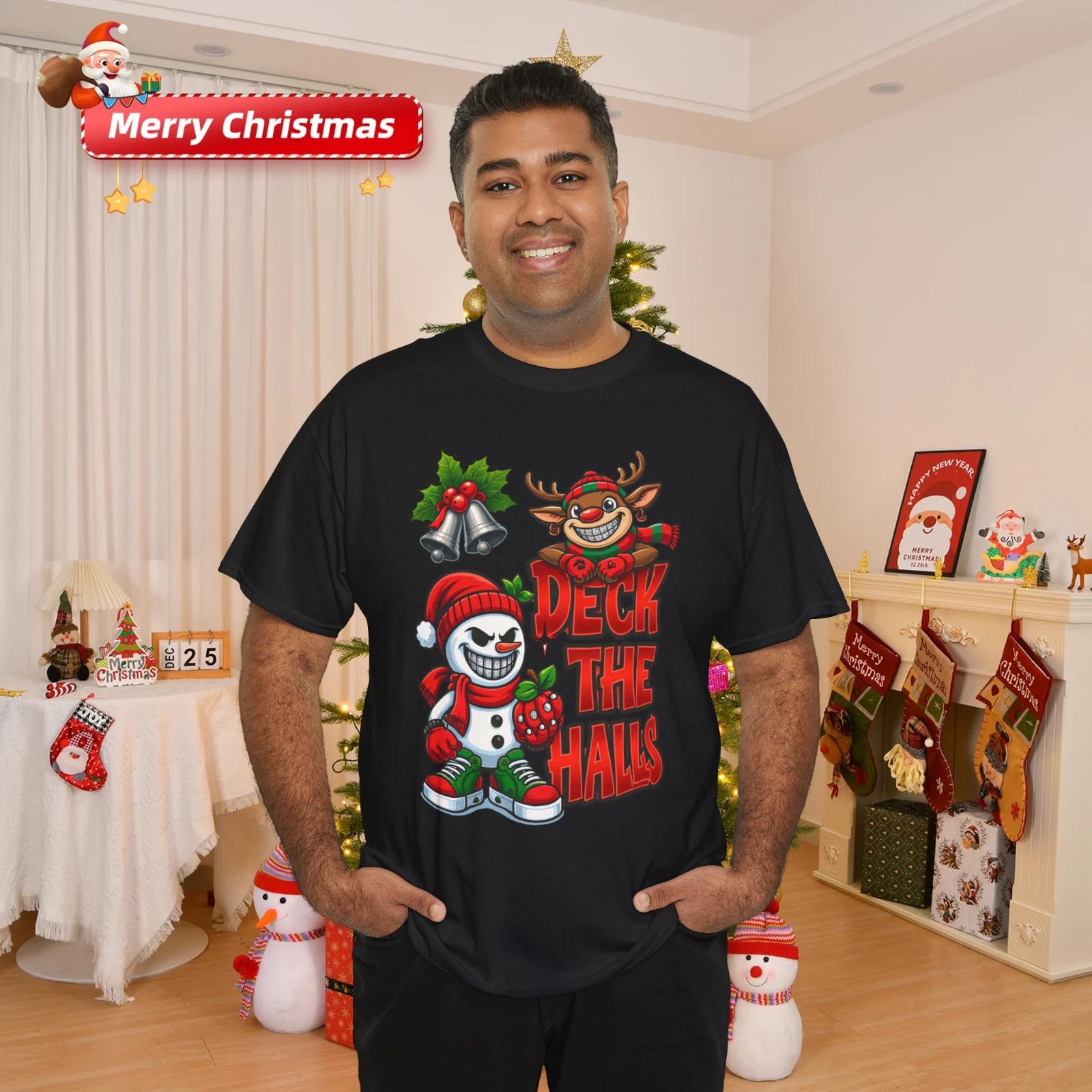 

Deck The Halls Christmas T-Shirt Graffiti Snowman Reindeer Street Art T-Shirt 3XL