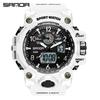 SANDA Women's Trendy LED Dual Display Waterproof Watch with Hourly Chime