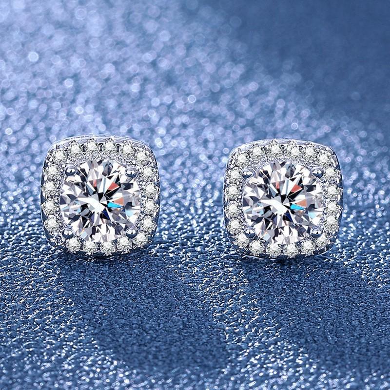 Moissanite Six-Claw Zircon Earrings - S925 Sterling Silver for Women