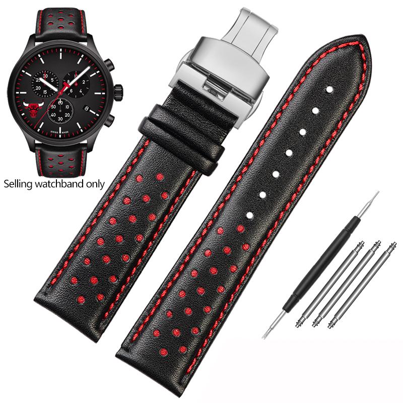 New Genuine Leather Watchband for Tissot 1853 Special T116 Strap T116617 Warriors Knights Lakers Band Heuer Men's 22mm Bracelet