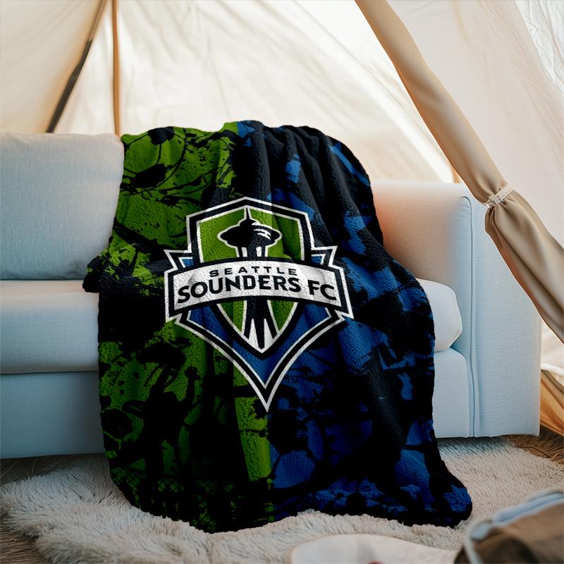 1PC Seattle Sounders FC Printed Soft Flannel Blanket Throw for Adult Bedroom Living Room Sofa Camping Travel Fan Gifts Christmas Gifts
