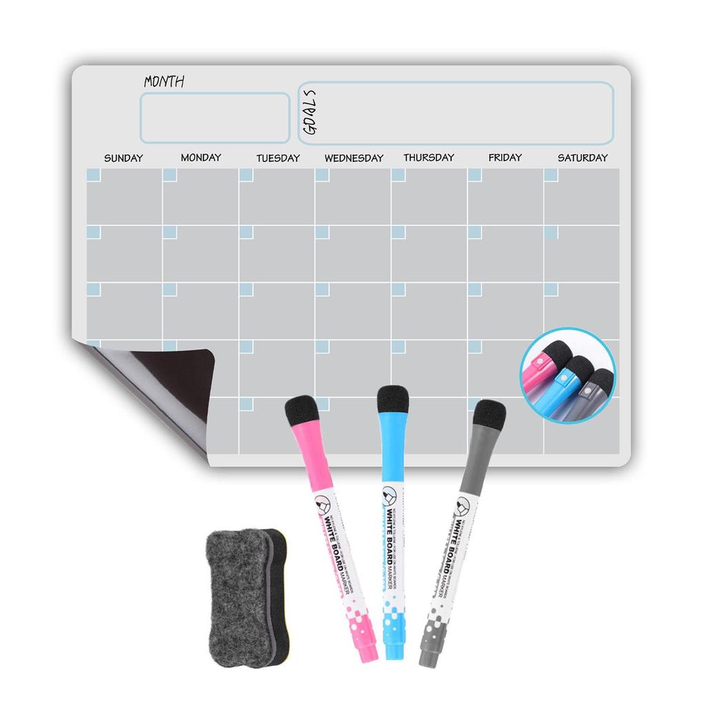 A3 Magnetic Erasable Monthly & Weekly Planner Whiteboard Set for Refrigerator