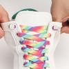 New 1Pair Colourful No Tie Shoelaces Rainbow Elastic Laces Sneakers Adults Kids 8MM Wide Flats Rubber Shoelace Shoes Accesories