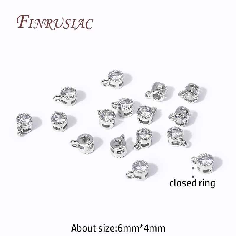 Rhodium Plated Round Pendants DIY Jewelry Accessories 2 Sizes 18K Gold Plated Shiny Zircon Charms Pendants For Necklace Making 4 Pieces
