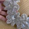 Rhinestone Sequin Applique Flower Shape Hand-Sewn Wedding Beads Gold Fabric for Bags and Garment Sewing Accessories