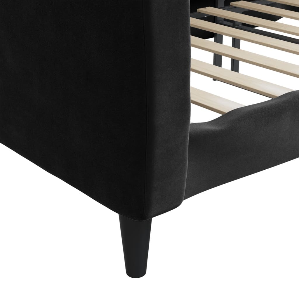 Vidaxl Sofa with Sleeping Function, Black, 80X200 Cm, Upholstered In Velvet