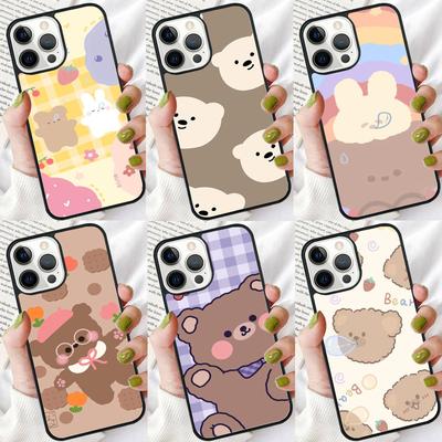Kawaii Cute Bears Korean Animal Phone Case For iPhone 17 Air 16 15 14 Plus 12 13 Pro Max Shell Cover Coque