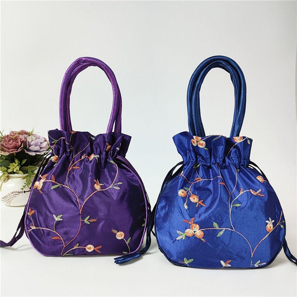 Casual Money Bags Cosmetic Bag Ethnic Style Small Storage Bags Hanfu Drawstrings Bags Jewerly Packing Bag Women Flower Handbags