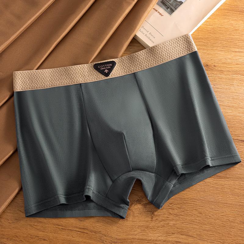 Men's 10A Antibacterial Cotton Boxer Briefs - Mid-Rise, Breathable Square Leg Underwear, Youthful Trend Shorts, Plus Size Available.